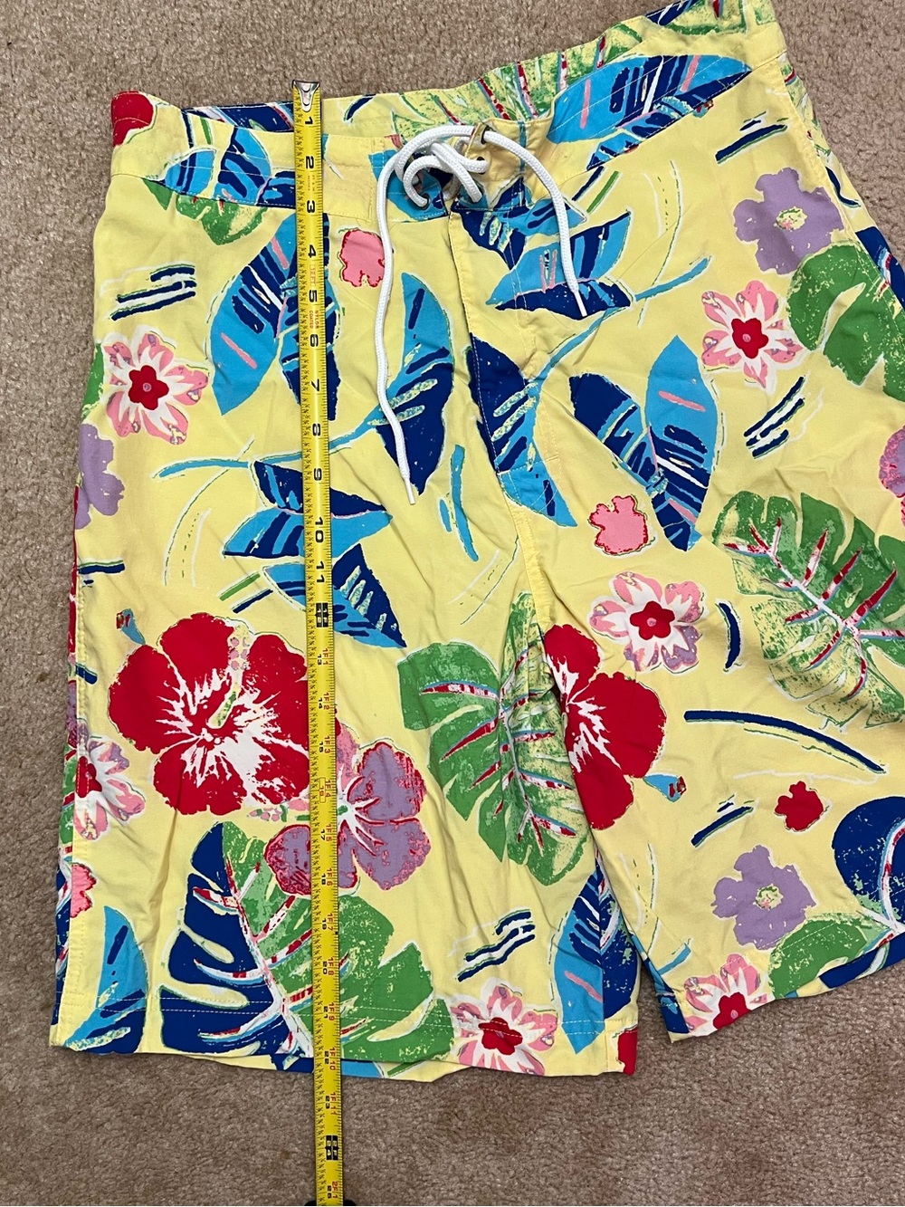 Vintage Polo Sport Ralph Lauren Yellow Floral Swim Trunks Size 32 - Picture 2 of 6